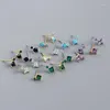 Stud Earrings 925 Sterings Silver Needle Small Turquoise Colorful For Women Geometric Square Overlapping Earring Wedding Jewelry