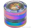 Smoking Pipes Zinc Alloy 4-Layer Colorful Dice Cover Smoke Grinder 63MM Side Transparent Metal Smoke Grinder