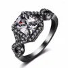 Wedding Rings Cool Sparkling Couple Fashion Jewelry 2023 Top Verkoop van 10kt zwart goud gevulde prinses vrouwen mannen band ring cz cadeau