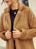 Women's Jackets ZAFUL Fluffy Fleece Open Front Teddy Coat Women Long Solid Jacket Winter Autumn Faux Shearling Outwear