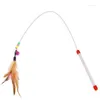 Cat Toys Pet Dog Cute Design Steel Wire Feather Teaser Wand Plast Toy For Cats Color Multi Products