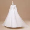 Flickans klänningar 2023 Pageant White Lace Bridesmaid Princess Dress Come Kid Party Flower Dresses For Girl First Communion Wedding Gown Vestido W0221