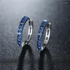 Boucles d'oreilles créoles luxe zircone cubique grand cercle Huggie pour femmes bleu rouge gemme cerceaux Pendientes bijoux boucles d'oreilles