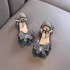 Sandals AINYFU Girls Princess Sandals Summer Fashion Lace Bow Flat Party Shoes Children Pearl Rhinestones Sandals Soft Sole Baby Shoes R230220