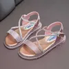 Sandals 2022 New Girls Sandals Children Rhinestone Fashion Princess Shoes Big Girls Shoes Open Toe Non-Slip Cross Strap Sandales CSH1330 R230220