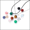 Pendant Necklaces Round Ball Natural Crystal Rose Quartz Stone Necklace Chakra Healing Jewelry For Women Me Baby Drop Delivery Pendan Dhasl