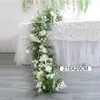 장식용 꽃 3D Mori Green Leaf Willow Vine 벽 교수형 웨딩 아치 장식 로우 테이블 로즈 플로럴 볼 배열 이벤트 파티
