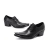 Sapatos de couro genu￭no oxford aumenta altura de calcanhar de calcanhar sapatos de brogue homem la￧o up shoes de derby de neg￳cios de tamanho grande