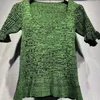 Party Dresses Women Green U Neck Knit Ruffles Short Sleeve Slim Spring Summer Female Mini Robe