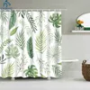 Rideaux de douche Tropical Plante Verte Feuille Palmier Cactus Salle De Bains Frabic Imperméable Polyester avec Crochets 230221