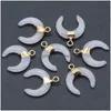 Charms 2 Pz Naturale A Forma Di Mezzaluna Pietra Semi Preziosa Trattamento Aura Gemma Decorazione Ciondolo Collana Gioielli Regali 15X18Mm Dhuic