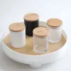 candle holders 200ml Frosted Glass Candle Jar Candles Cup Empty Container diy Aromatherapy Candle Holder with Wood Lid