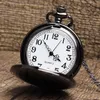 Taschenuhren Schwarz Silber Glatt Poliert Vollmetall Quarz Herrenuhr Halskette Vintage Kette Herren Damen Orologio Taschino