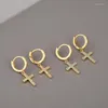 Orecchini a bottone CottvoCopper Cubic Zirconia Cross Studs per donna Round Circle Huggies Ear Jewelry Gift