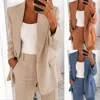 Pantalon de deux pièces pour femmes veste dame femme blazer poches de faux poches à manches longues élégantes