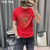 Herr t-shirts sommar ny bomull kort ärm t-shirt manlig mode tiger huvud varm diamant runda nacke casual tees botten topp mens kläder z0221