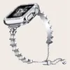Cowry Conch Full Drill Banda de Aço Inoxidável Diamond Shell Alças Pulseira Luxo Pulseira para Apple Watch 38/40/41mm 42/44/45/mm Alça para iWatch Series 3 4 5 6 7 8