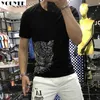 T-shirts pour hommes Tshirt Hommes Léopard Strass Top Qualité Confortable Casual Slim Fit Été Personnalisé Tendance Plus La Taille Homme Tee Vêtements 5XL Z0221