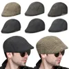 Basker varm ullduk framåt hatt för män kvinnor manlig höst vinter vindtät mjukt gitter basker unisex toppy blinds cap