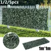 Decorative Flowers 5mx1m Artificial Plants Grass Wall Backdrop Wedding Boxwood Hedge Panels For Indoor/Outdoor Garden Decor