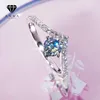 Anéis de casamento prata esterlina prata de alto carbono diamante coroa em forma de V 4 pontas anel de proposta feminina Banquete de presente de luxo