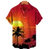 Camisas casuais masculinas verão camisa havaiana coco árvore 3d impresso manga curta camiseta roupas masculinas camisas de praia casuais para homens oversize 230220