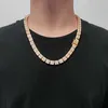 New Brass Cz Diamond Chains Iced Out Luxury Hip Hop Jewelry 10mm Baguette Square Cuban Chain Gold Plated Necklace for Women Men