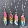Pendant Necklaces Dyed Color Healing Crystal Stone Pillar Charms Twine Tree Of Life Wire Wrap Quartz Jewelry Gif Baby Drop Delivery P Dhvit