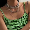 Correntes Kunjoe 4pcs/conjunto Colar Cuba Colar Jóias de Hip Hop Neck Para Mulheres Bling Icele