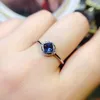 Cluster Rings Natural Topa Stone Sugar Tower Ring 925 Silver Certified 5x5mm Blue Gemstone Pretty Girl Gift