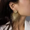 Dangle Earrings European And American Jewelry Retro Temperament Heart-Shaped Female Fan-shaped Exaggerated Tassel Geometric