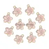 Charms 10Pcs Pink Sakura Flower Alloy Enamel Pendants For Jewelry Making Earrings Necklace Key Chains Accessories Drop Deliver Dhu35