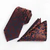 Bow Ties Formal Tie Man Slits Hanky ​​Suit Silverkläder Paisley Floral Silk Gift till pappa eller pojkvän Män näsduk Cravat