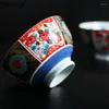 Skålar japansk stil keramisk skål hushåll hög kreativ retro blommor ris soppa skivbordsartiklar nudlar gåva
