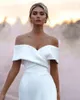 Party Dresses Modern Sexy Off The Shoulder Crepe Wedding Dress Cap Hylsa avtagbart tåg En linjen Brudklänningar 230221