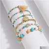 Beaded Selling Bohemian Style Bracelet Strands 6 Rice Beads Beauty Head Coin Tassel Mtilayer Set Shsz042 Drop D Dhubs