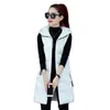 Trenchs de femmes Manteaux Gilet Femmes Blanc Sans manches à capuchon en coton 2023 Automne Hiver Mode coréenne Slim Longues Vestes rouges Feminina CX1355