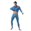 Men's Thermal Underwear 2PCS/set Men Sexy Ice Silk Long Johns Compression Set Transparent Bottom Thin Stretchy Legging