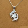 Schmuckeinstellungen S925 reines Silber Delphin-Perlen-Anhängerhalterung mit Mikro-Zirkon eingelegter neuer Mode-Schlüsselbein-Halskettenhersteller Wh Dhuae