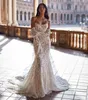 Vestidos festa sexy ilusão renda de sereia vestido de noiva 2023 sem alça do ombro de manga longa vestidos de noiva abertos 230221