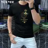 T-shirts pour hommes G Lettre Abeille Broderie Paillettes Tshirt Hommes T-shirts À Manches Courtes 2022 Nouveau ONeck Mâle Haute qualité De Luxe À La Mode Homme Vêtements 4xl Z0221