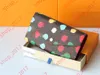 Yayoi Kusama Series Women Long Portfel Painted Dots Louisity Zippy Mens Vuttonity Portfels Card Holder Monety Projektant Mini Clut283m