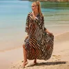 Impression multicolore bikinis de créateurs de luxe cache-ups blouse de plage surdimensionnée lxf2140 imprimé léopard imprimé serpent Zebra Beach protection solaire robes longues