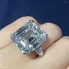 Pierścienie klastra Oryginalne 925 Srebrny Pierścień kwadratowy 5ct Asscher Cut Created Diamond Wedding zaręczynowy