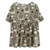 Women's T Shirts Women's Summer Short Sleeved T-shirt Cotton Linen Age Reducing Fashion Versatile Polka Dot Top