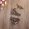 Женские купальники 2023 Симпатичный милый ребенок Gilrs Bikini Set 3pcs Summer Kids Kids Girl Leopard Bow Countuic