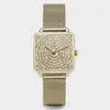 Montres-bracelets 2023 Mode de luxe Argent Montres Femmes Crystal Square Montre Aucune marque Quartz Prix Drop