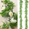 Kwiaty dekoracyjne sztuczne zielone eukaliptus liście winorośl Dekoracja domowa symulacja bluszcz liść girland na przyjęcie ślubne Wisząca sztuczna roślina