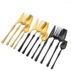 플랫웨어 세트 Zoseil Cutlery Set 4pcs Dinternwar Matte Fork Spoon Coffe Coffee Coffee Cofferen Black Gold 테이블웨어 스테인리스 스틸