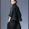 Women's Blouses Short Front And Long Back Two Piece Set Of Organza Embroidered Shirt Women's Wear Thin Top 2023 Spring Style